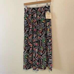 VTG Susan Bristol Wide Leg Gaucho Sz 8 90s Gingham Patchwork Garden Rayon NWT